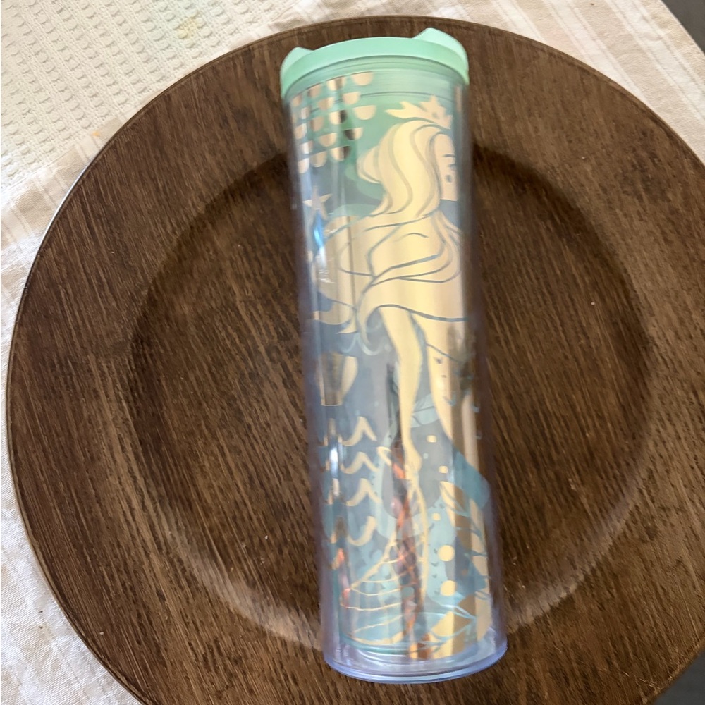 Starbucks Mint Green and Gold Tumbler